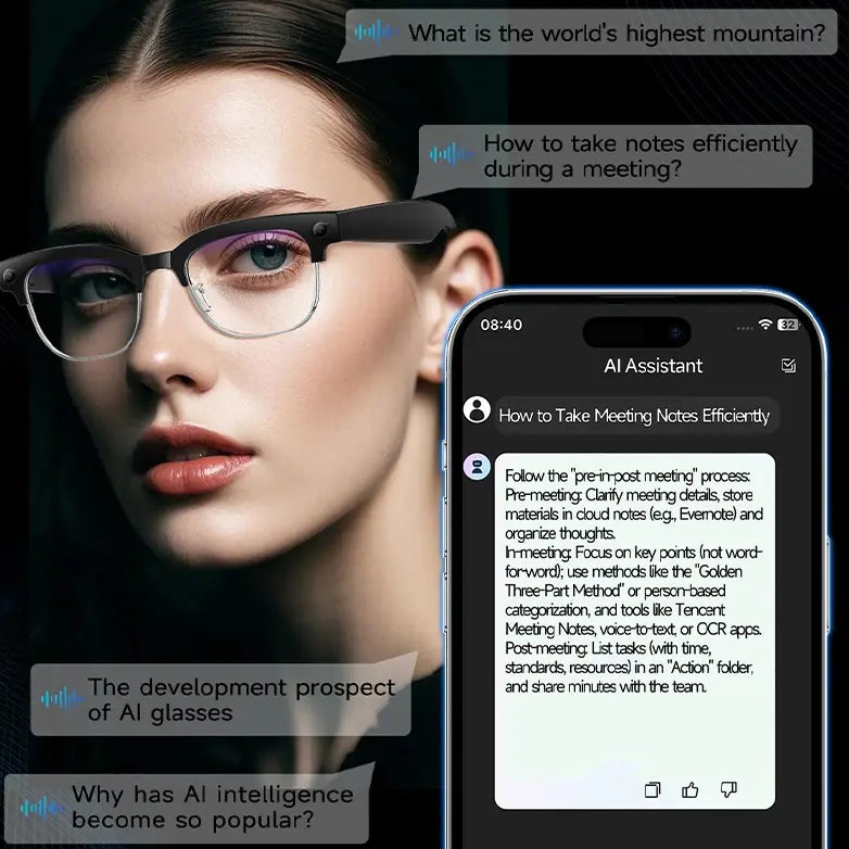 LUSBY AI Metal Half-Frame Smart Glasses