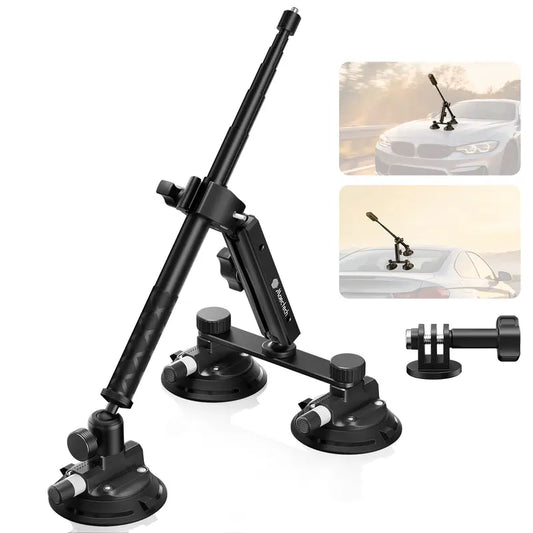Triple Suction Car Mount with Selfie Stick