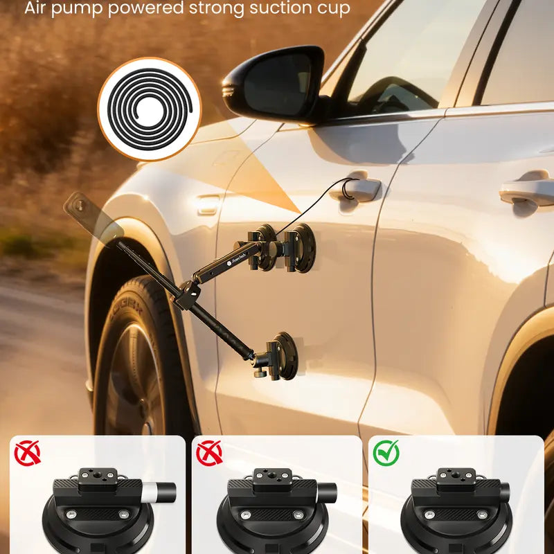Triple Suction Car Mount with Selfie Stick