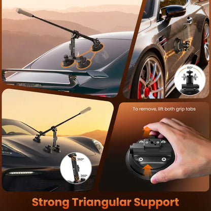 Triple Suction Car Mount with Selfie Stick